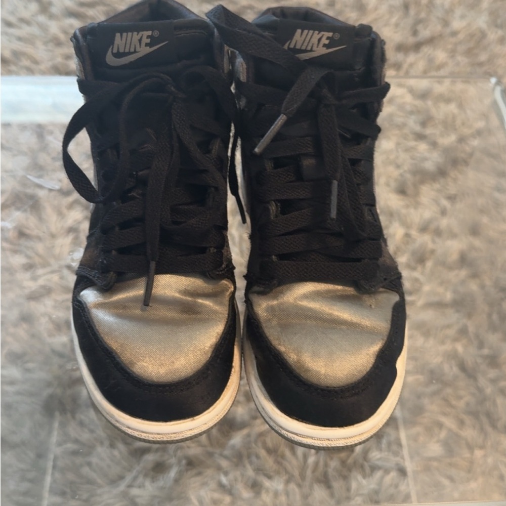 Nike Black and Metallic Silver High-Top Sneakers